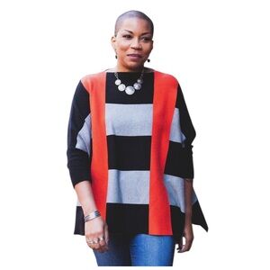 Christine Phillipe striped sweater poncho size large